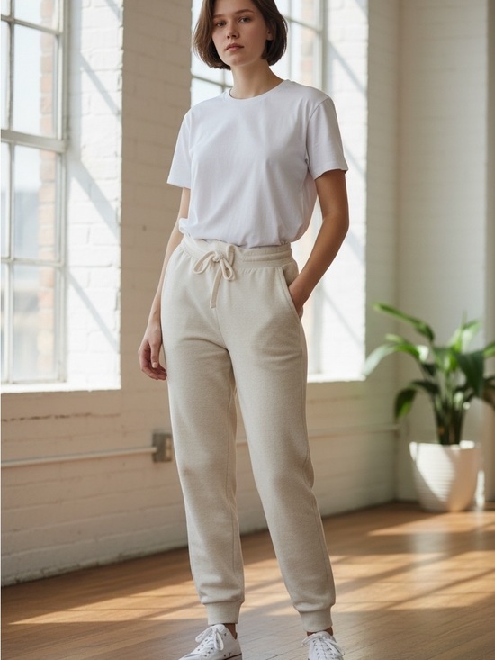 Quince Pants - Quince Cream Drawstring Jogger Pants